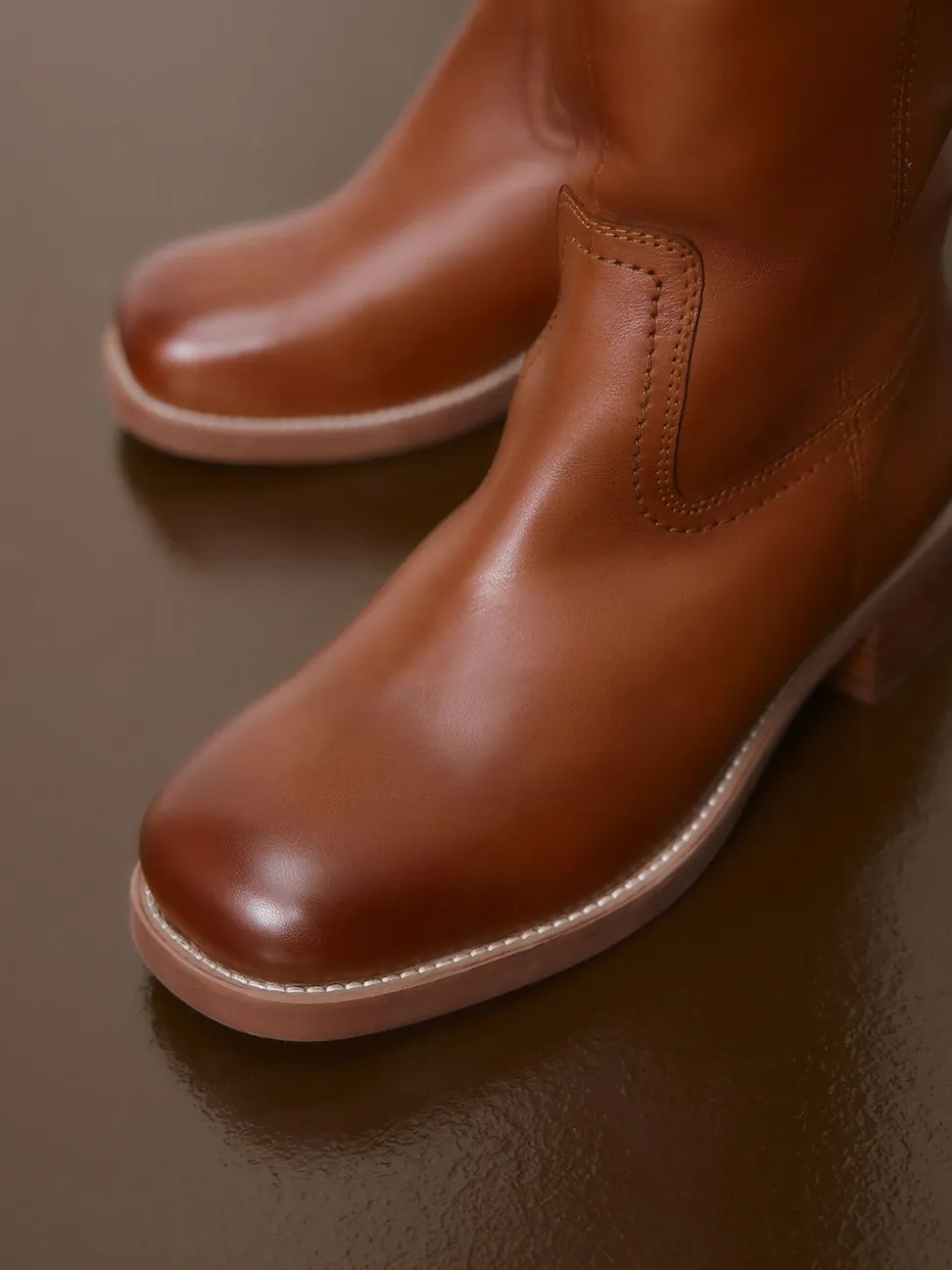 Cuir marron fauve - Bottes à enfiler Forever Comfort® hauteur genou