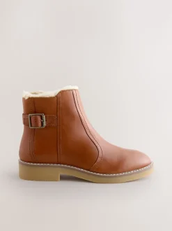 Cuir marron fauve - Bottes Forever Comfort® doublées de fausse fourrure avec boucle