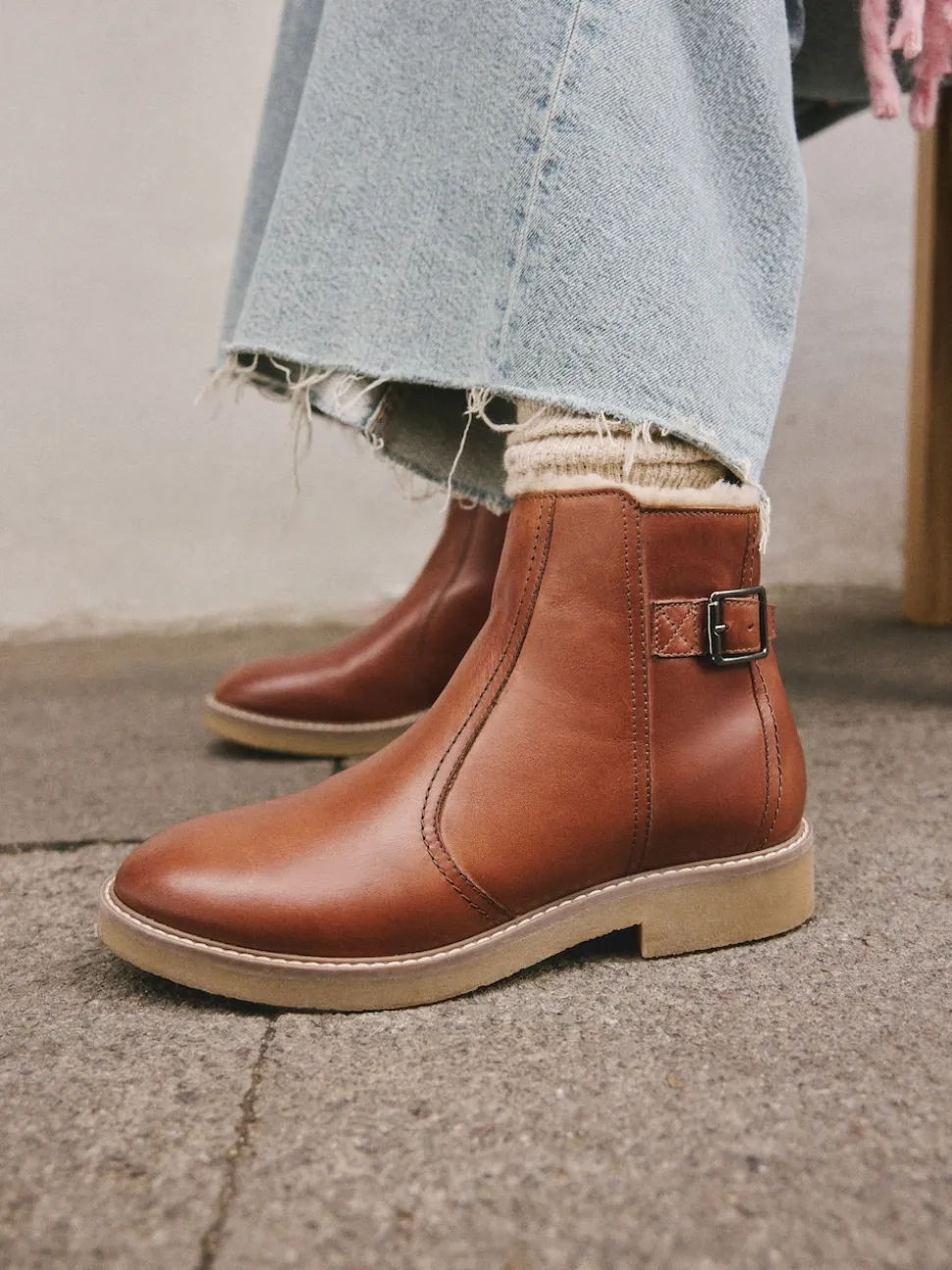 Cuir marron fauve - Bottes Forever Comfort® doublées de fausse fourrure avec boucle