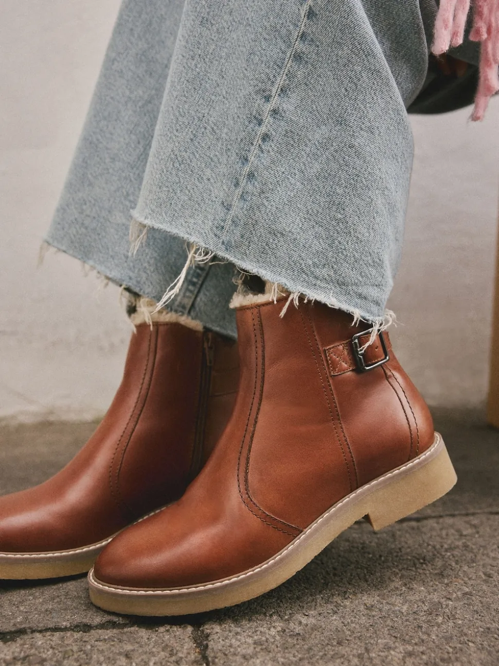 Cuir marron fauve - Bottes Forever Comfort® doublées de fausse fourrure avec boucle