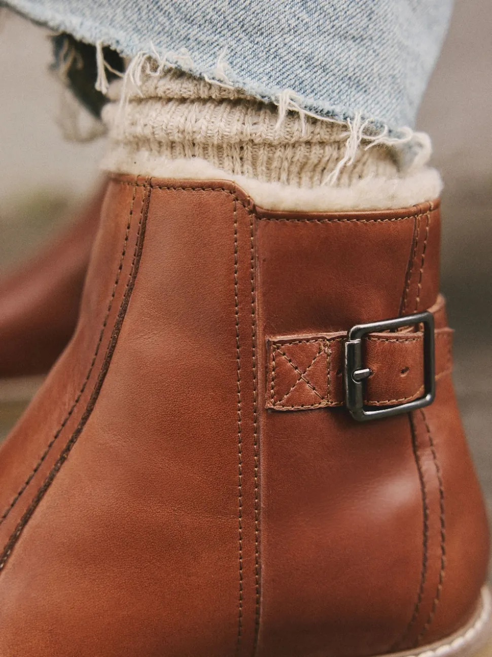 Cuir marron fauve - Bottes Forever Comfort® doublées de fausse fourrure avec boucle