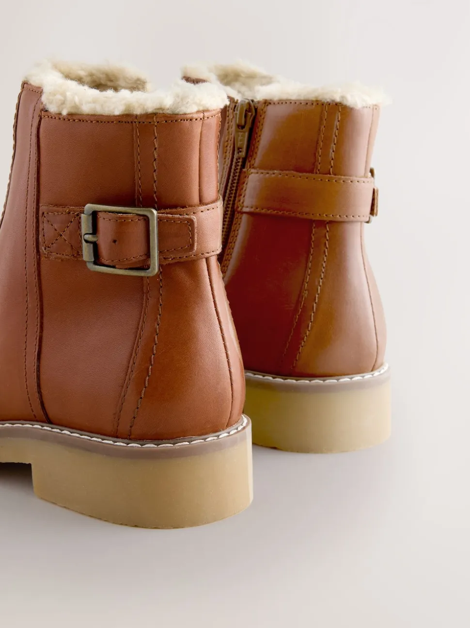 Cuir marron fauve - Bottes Forever Comfort® doublées de fausse fourrure avec boucle