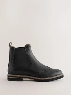 Cuir noir - Bottes Chelsea Forever Comfort® à détail Brogue
