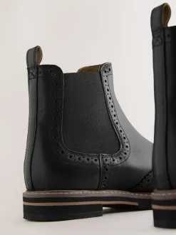 Cuir noir - Bottes Chelsea Forever Comfort® à détail Brogue