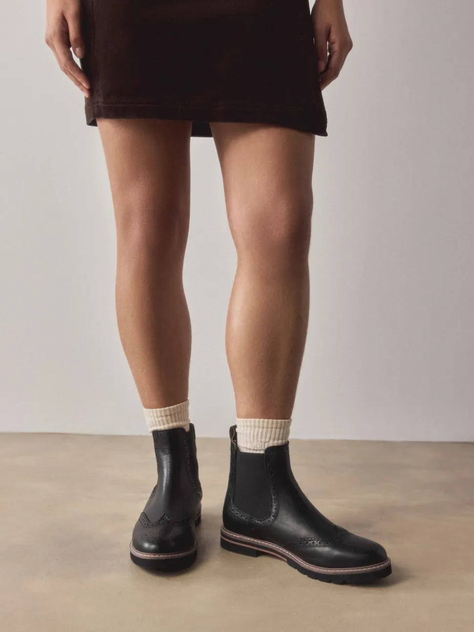Cuir noir - Bottes Chelsea Forever Comfort® à détail Brogue