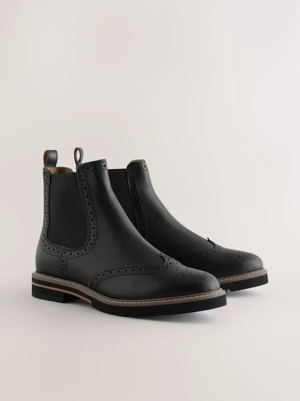 Cuir noir - Bottes Chelsea Forever Comfort® à détail Brogue