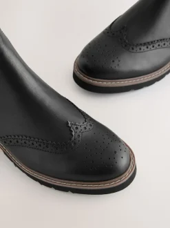 Cuir noir - Bottes Chelsea Forever Comfort® à détail Brogue