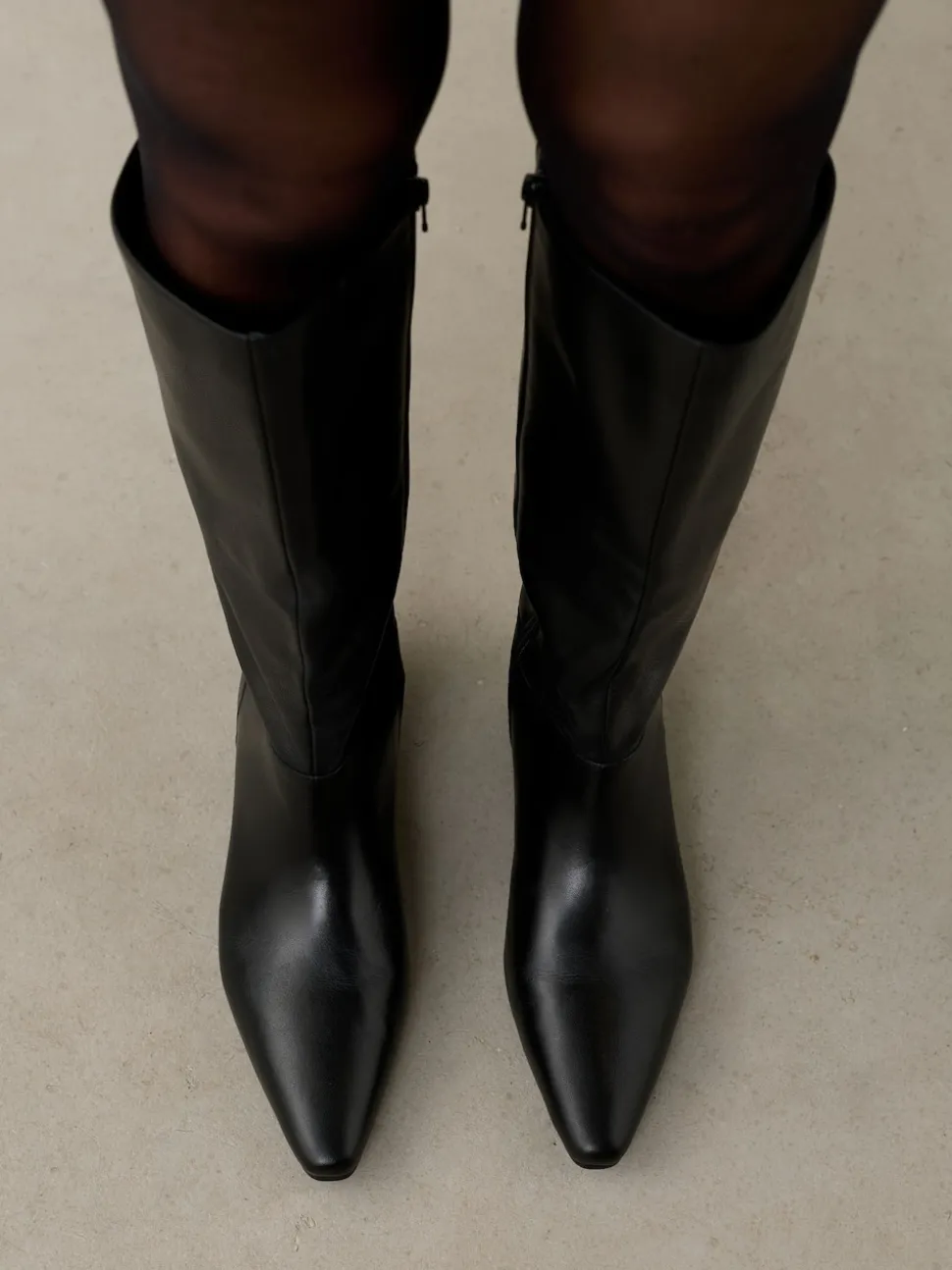 Cuir noir - Bottes Forever Comfort® à bout plat et hauteur genou