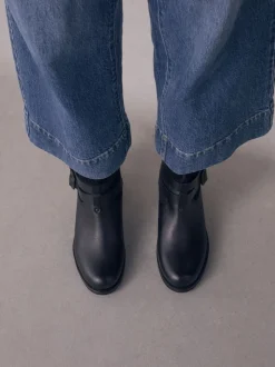 Cuir noir - Bottines en cuir souple