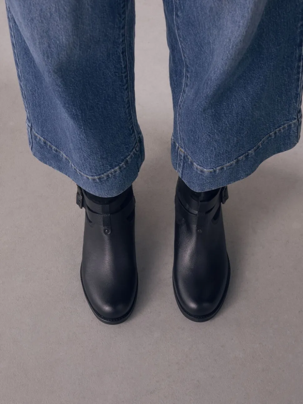 Cuir noir - Bottines en cuir souple