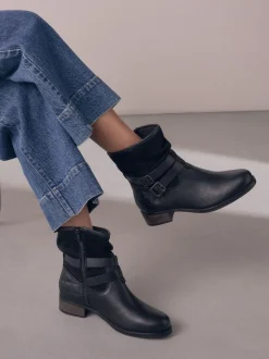 Cuir noir - Bottines en cuir souple