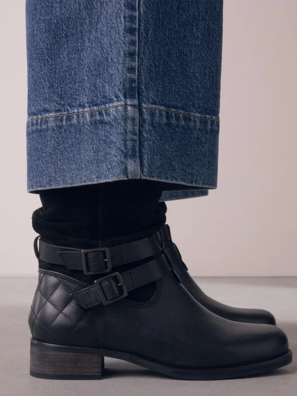 Cuir noir - Bottines en cuir souple