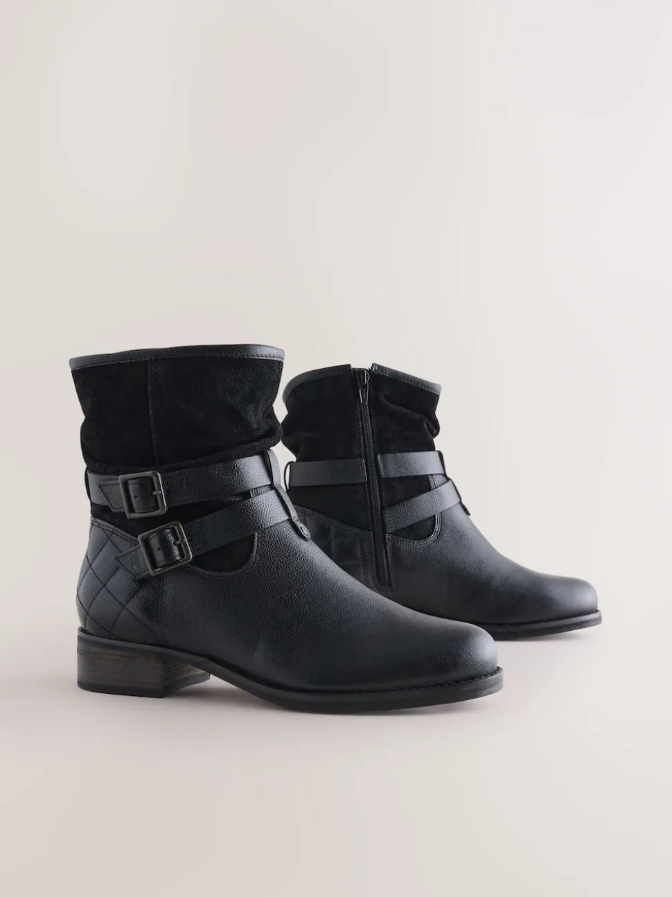 Cuir noir - Bottines en cuir souple