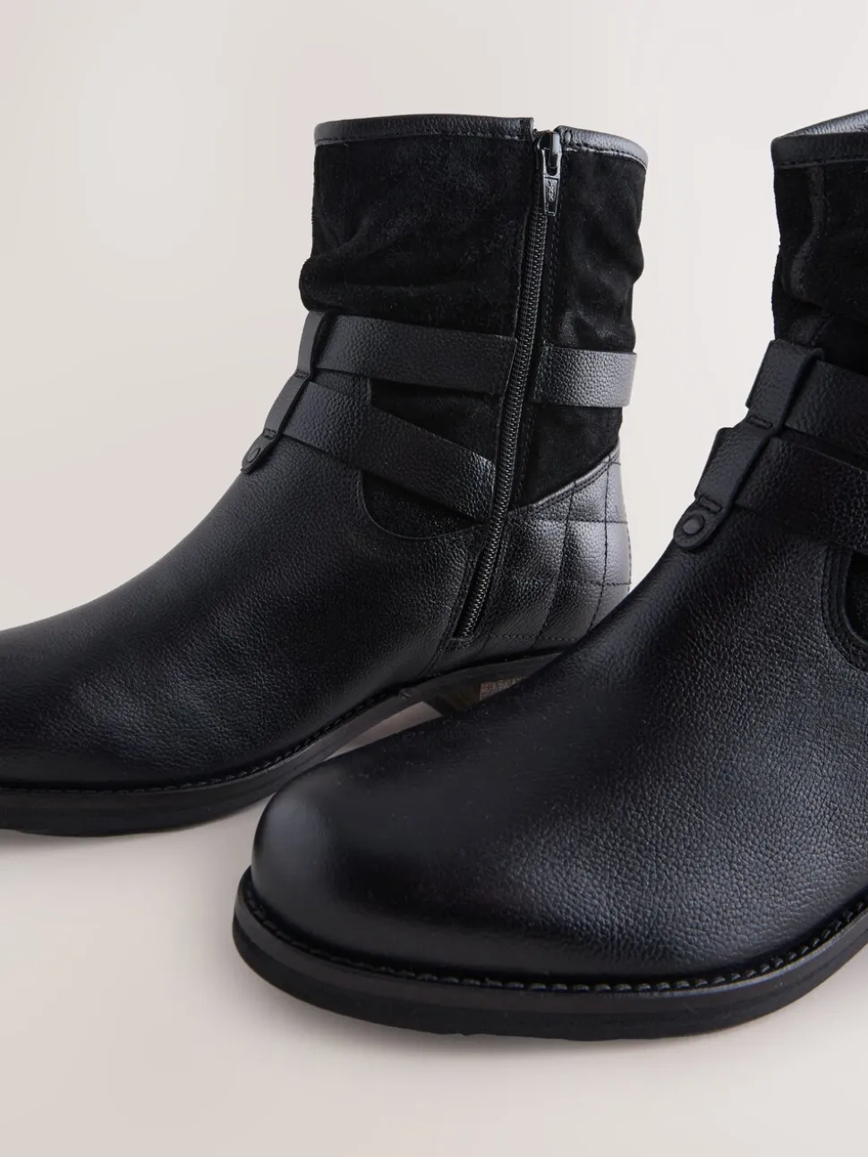 Cuir noir - Bottines en cuir souple