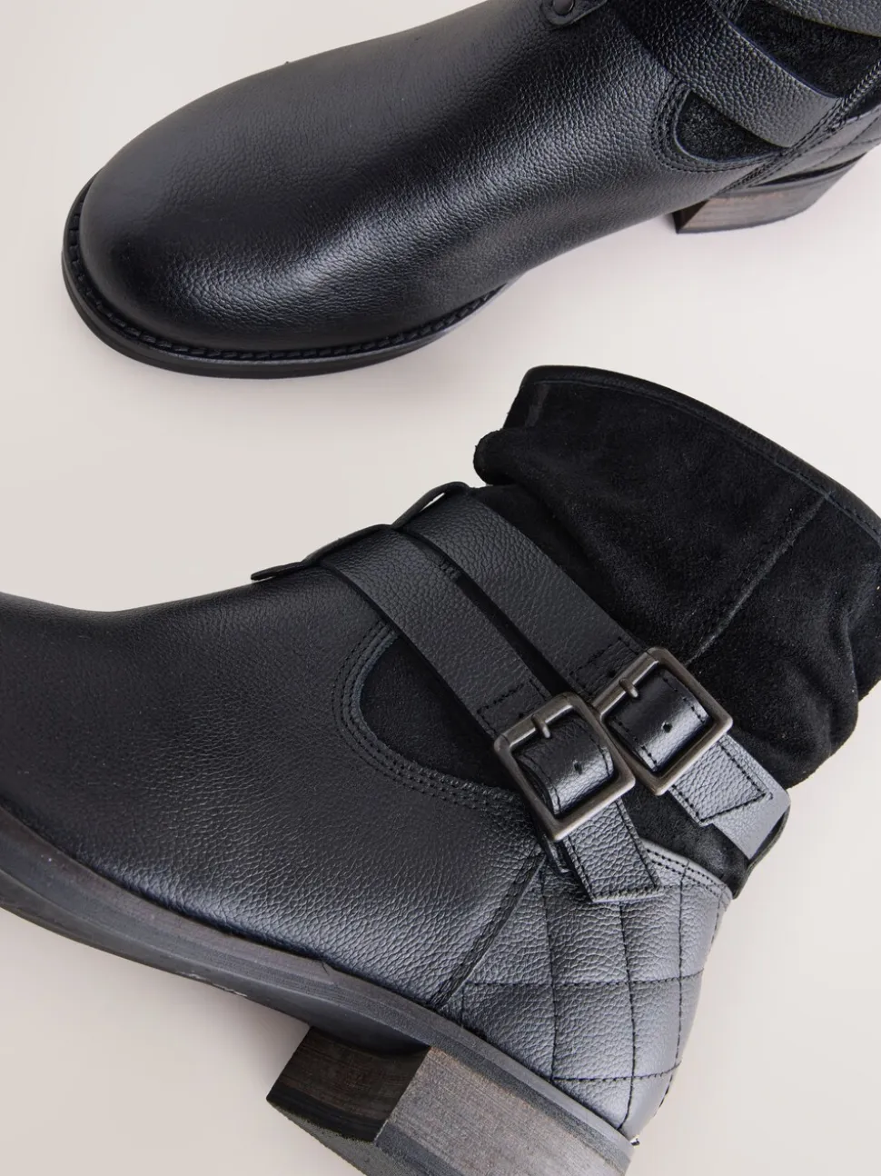 Cuir noir - Bottines en cuir souple
