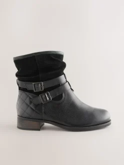 Cuir noir - Bottines en cuir souple
