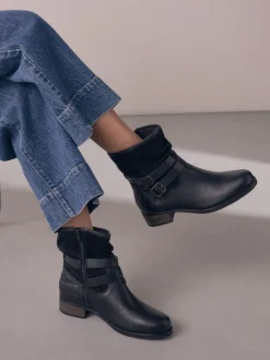 Cuir noir - Bottines en cuir souple