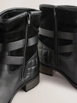 Cuir noir - Bottines en cuir souple