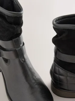 Cuir noir - Bottines en cuir souple