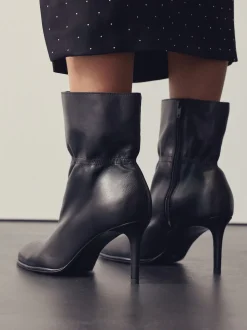 Cuir noir - Bottines Forever Comfort® froncées
