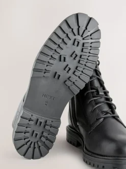 Cuir noir - Bottines Forever Comfort à lacets et bout carré