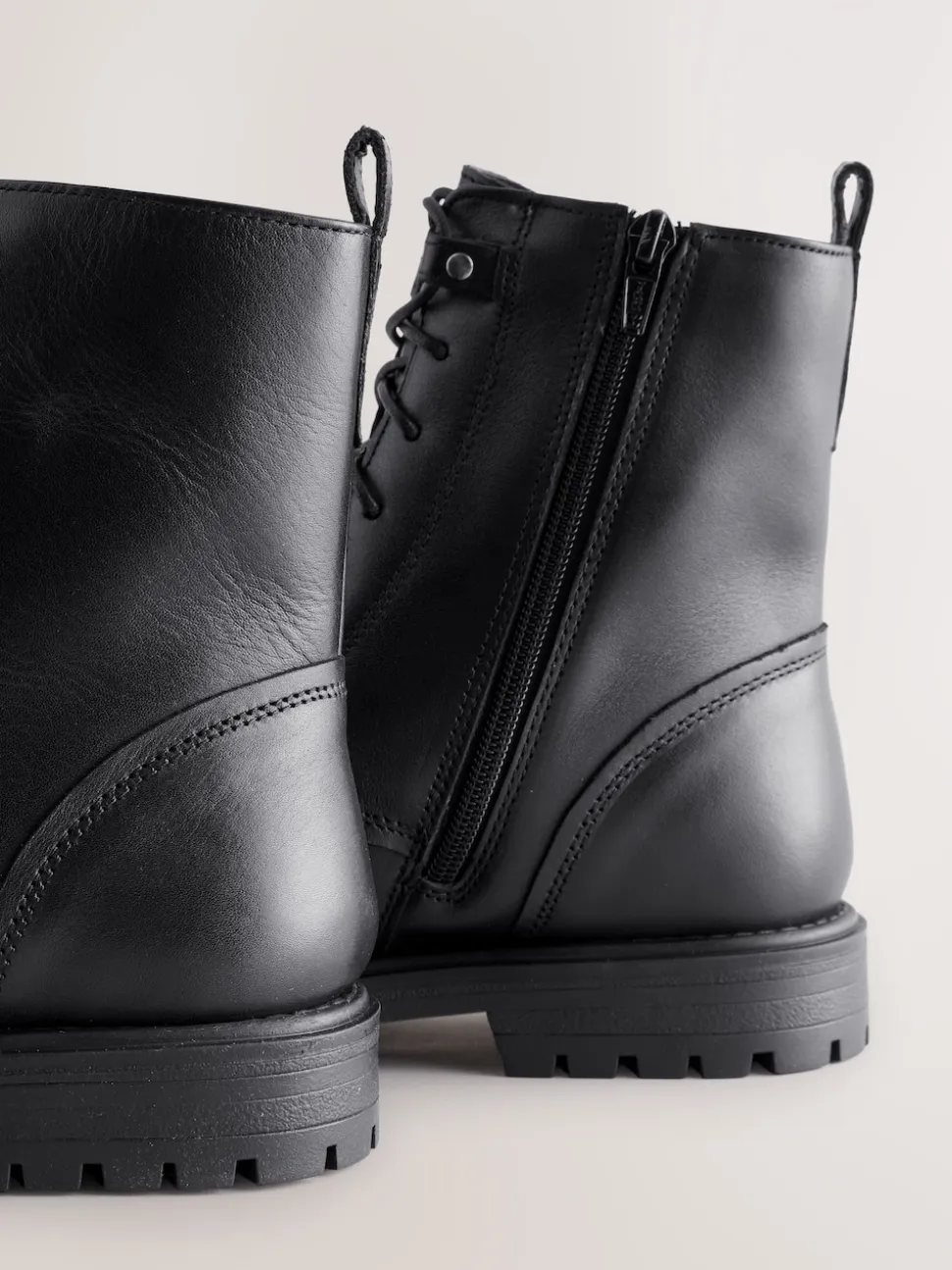 Cuir noir - Bottines Forever Comfort à lacets et bout carré