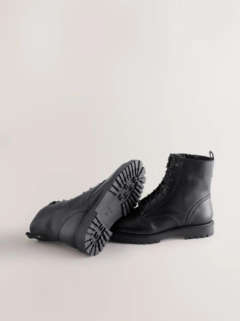 Cuir noir - Bottines Forever Comfort à lacets et bout carré