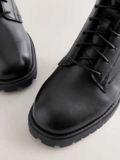 Cuir noir - Bottines Forever Comfort à lacets et bout carré