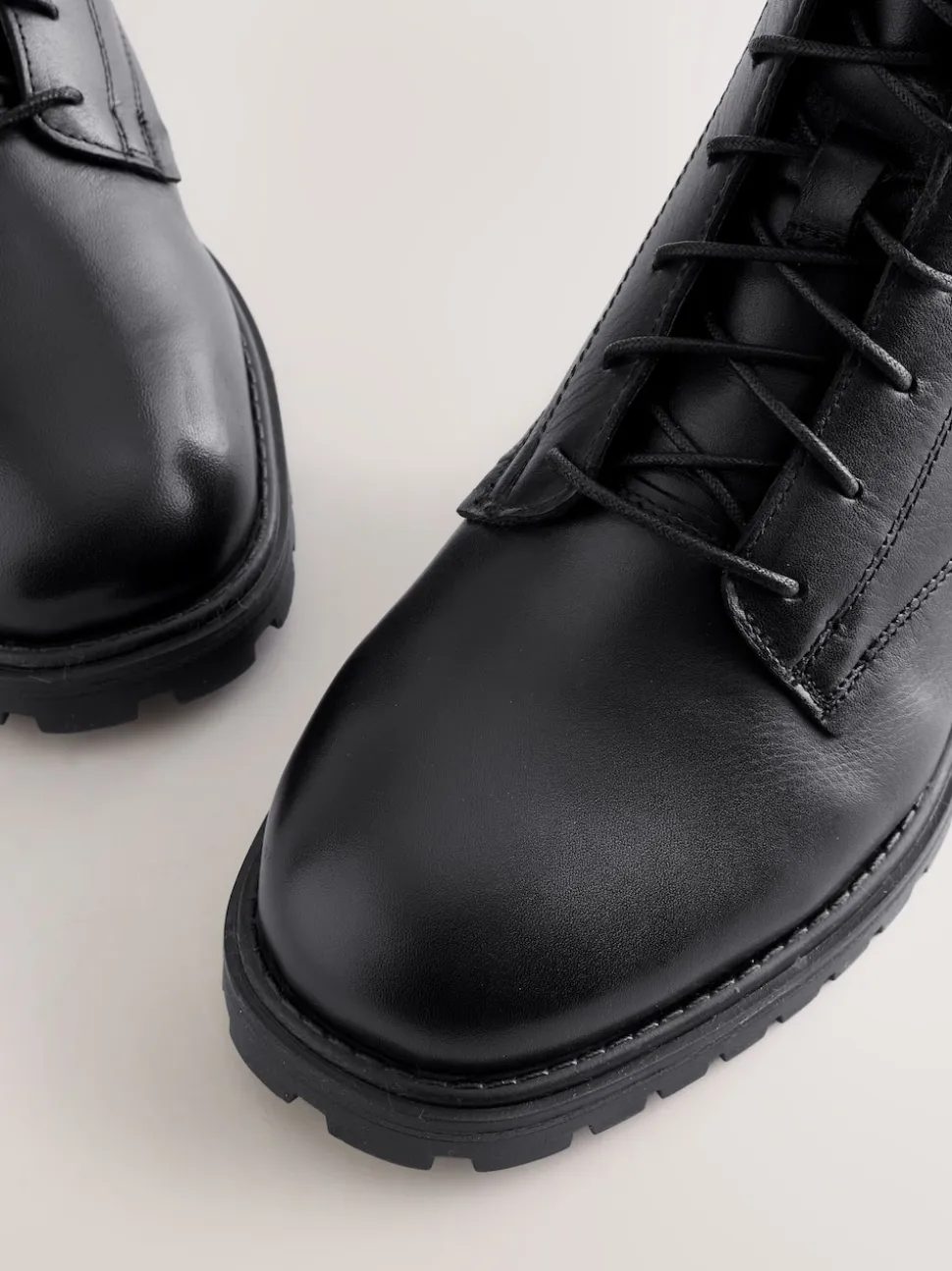 Cuir noir - Bottines Forever Comfort à lacets et bout carré