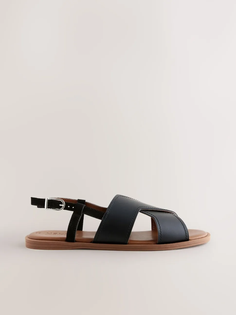 Cuir noir - Sandales surpiquées à bride arrière