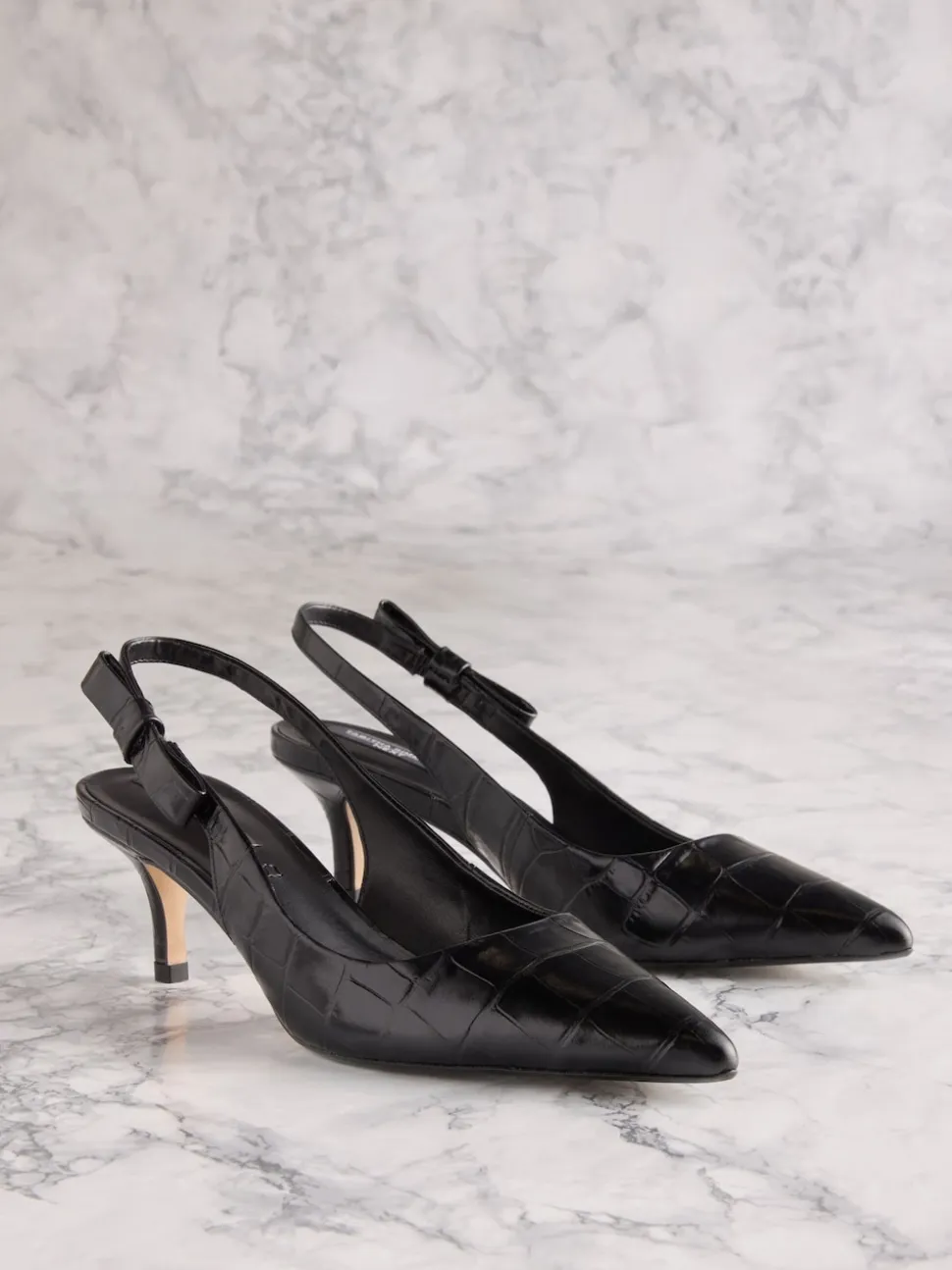 Cuir Noir effet Crocs - Tabitha Simmons x Next Dela à talons pointus à bride arrière