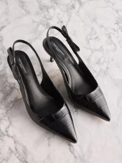 Cuir Noir effet Crocs - Tabitha Simmons x Next Dela à talons pointus à bride arrière