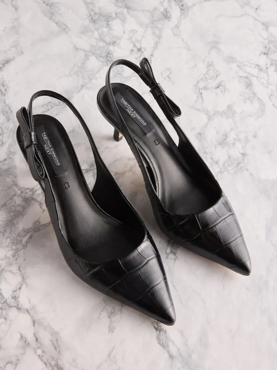 Cuir Noir effet Crocs - Tabitha Simmons x Next Dela à talons pointus à bride arrière