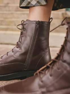 Cuir rouge bourgogne - Bottines Forever Comfort® à lacets
