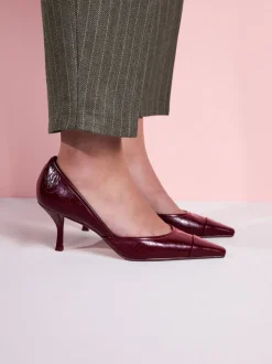 Cuir rouge bourgogne - Tabitha Simmons x Next Mary Grace talons en cuir à bout pointu