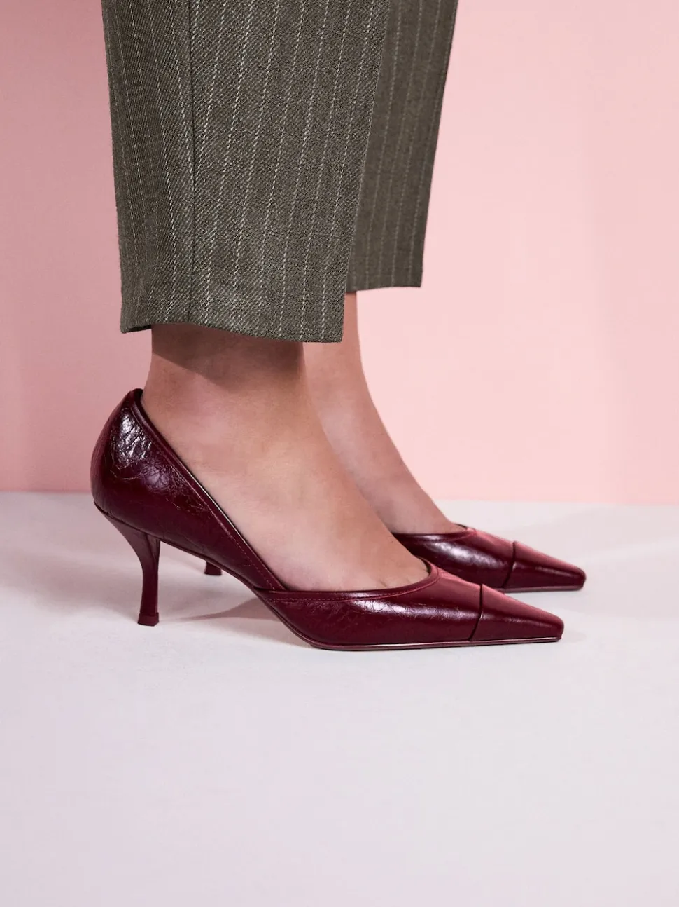Cuir rouge bourgogne - Tabitha Simmons x Next Mary Grace talons en cuir à bout pointu