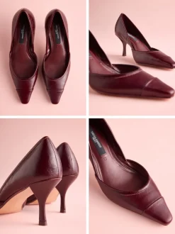 Cuir rouge bourgogne - Tabitha Simmons x Next Mary Grace talons en cuir à bout pointu