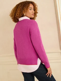 Cœur d’amour rouge à sequins magenta - Love & Roses pull en maille confortable
