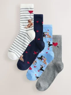 Cœur de chien bleu marine/gris - Paquet de chaussettes de cheville 4