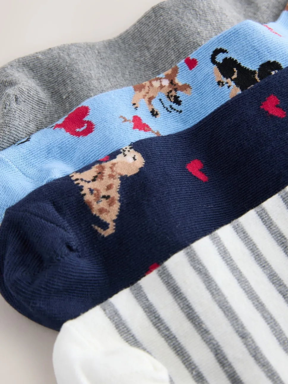 Cœur de chien bleu marine/gris - Paquet de chaussettes de cheville 4
