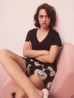 cœur Noir/Blanc - Ensemble pyjama short