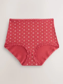 Cœur rouge/vert à carreaux - Lot de 4 culottes en coton et dentelle