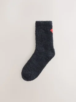 Cœurs rouges noir/blanc - Lot de 4 paires de chaussettes douillettes