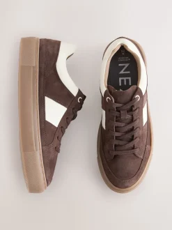 Daim marron chocolat - Baskets à lacets Forever Comfort® en cuir à bandes latérales épaisses