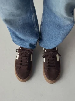 Daim marron chocolat - Baskets à lacets Forever Comfort® en cuir à bandes latérales épaisses