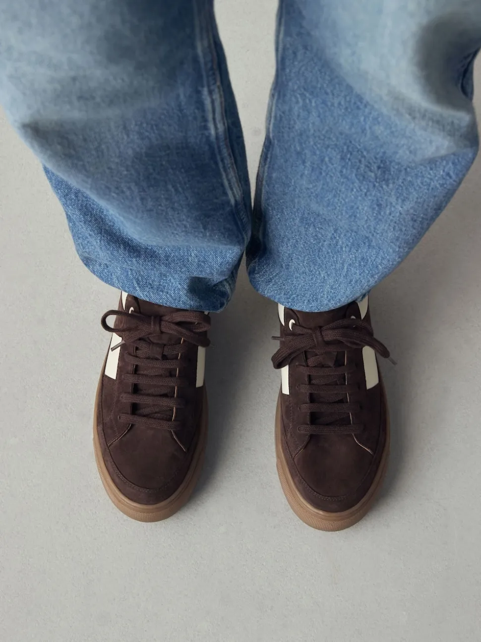 Daim marron chocolat - Baskets à lacets Forever Comfort® en cuir à bandes latérales épaisses