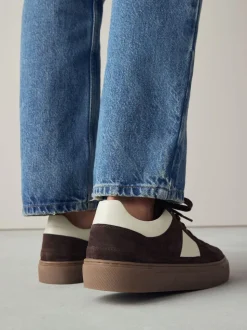 Daim marron chocolat - Baskets à lacets Forever Comfort® en cuir à bandes latérales épaisses