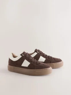 Daim marron chocolat - Baskets à lacets Forever Comfort® en cuir à bandes latérales épaisses