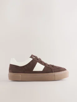Daim marron chocolat - Baskets à lacets Forever Comfort® en cuir à bandes latérales épaisses