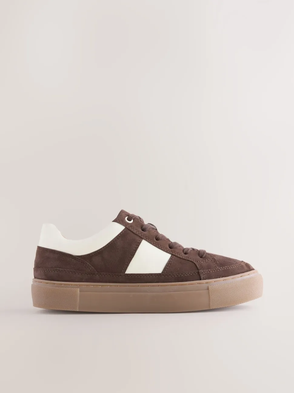 Daim marron chocolat - Baskets à lacets Forever Comfort® en cuir à bandes latérales épaisses